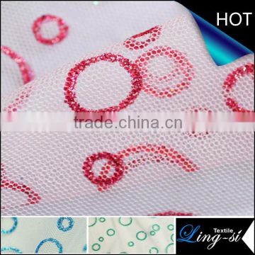 Polyester Tulle Metallic Printed Fabric for Decoration and Dress DSN 263