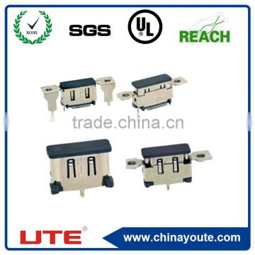 HDMI 19Pin Receptacle SMT top entry with flange