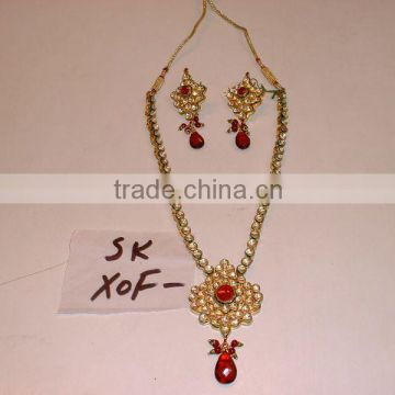Designer Exclusive Indian Costume Fashion Imitation Jewellery ~ Artificial Gold Kundan Polki Bridal Neclace Jewellery Set