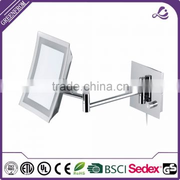 Square double sided makeup wall mirror with light