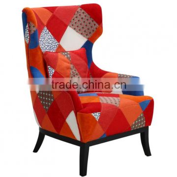 Luxury High Back Wing Patchwork Chairs for living room