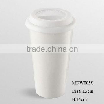12oz double wall ceramic travel mug w/ silicone lid glossy finish
