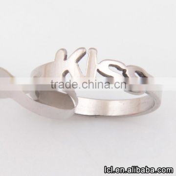 Kiss alphabet letter rings, low price sterling imitate silver ring blanks female
