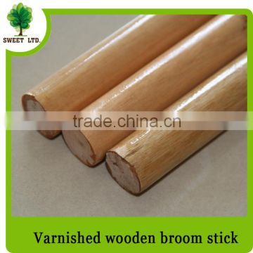 Flat cut varnished wooden broom handle