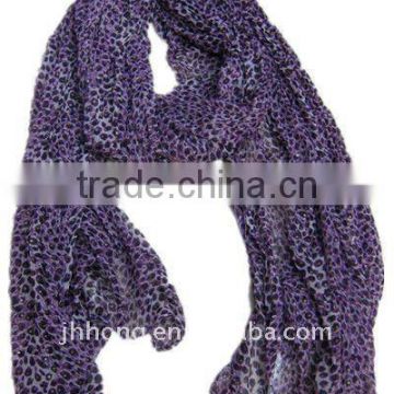 purple leopard chiffon scarf
