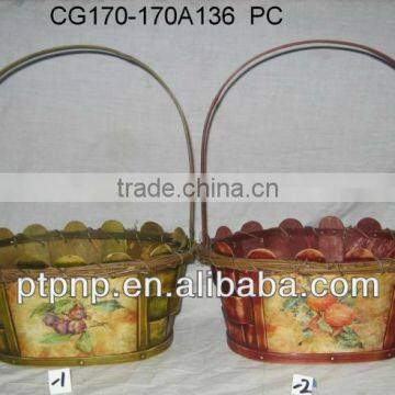 wooden weaven christmas basket deco mini-fruit with handle