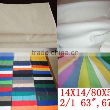 T/C POLYESTER/COTTON 65/35 14X14/80X52 2/1 63",67"GREIGE, B/WHITE, DYED CHINA MADE
