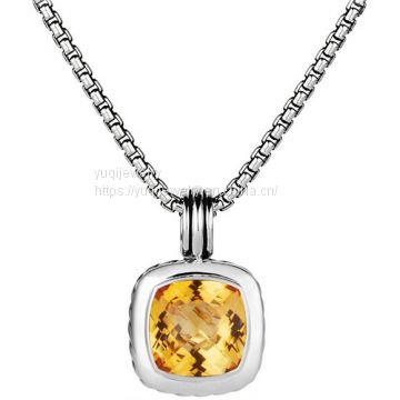 Sterling Silver Jewelry 14mm Albion Pendant with Citrine(P-014)