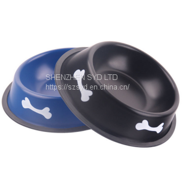 Pet dog stainless steel dog bowl color dog footprint non-slip dog food bowl pet cat dog food set dog food set