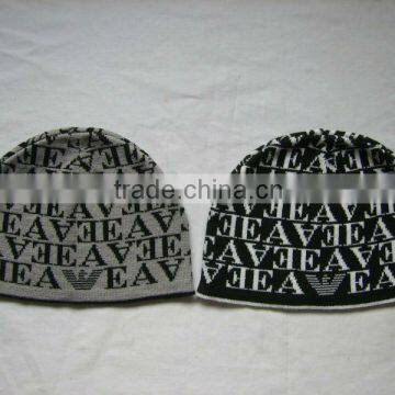 custom 100% cotton knitted jacquard cap