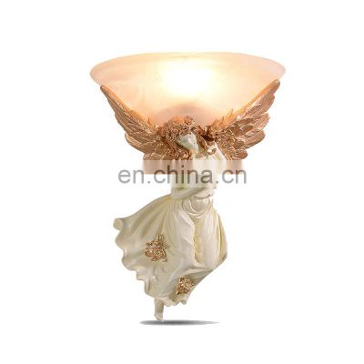 European style angel bedroom bedside lamp creative retro wall lamp Hotel vintage LED bed design wall lamps