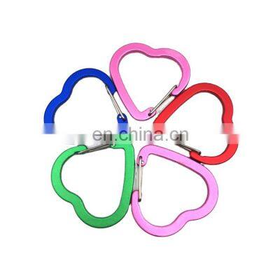 Hot Selling Outdoor Camping High Quality Flattened Carabiner Heart Type Spring Buckle Snap Hook Aluminum Carabiner