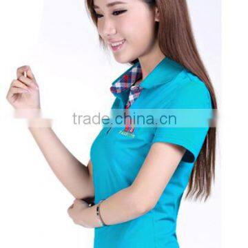 ladies Big embrideried and patch pique polo short sleeves shirt