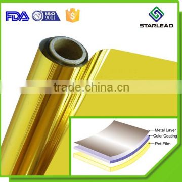 Excellent Pearlescent Effect High Gloss Surface Brushed Silver Golden Metalized PET Film