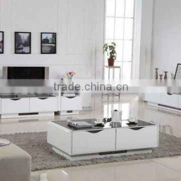 MDF white piano baked living room set