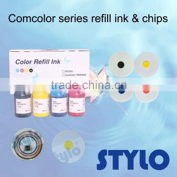 Japanese tech Comcolor 3010R 3050R 7050R 9050R Cyan refill ink and chip