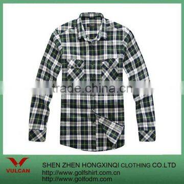 Cotton Emerald Grid Long Sleeves Business Men Shirt