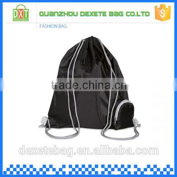 Custom good polyester sport black large drawstring bags wholesale