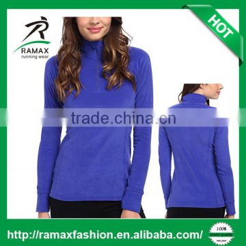 Ramax Custom Women Stand Collar 1/4 Zip Long Sleeve Sports Fleece Pullover Tops