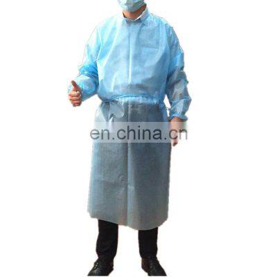 Cuff Surgical Gown Isolation Gowns PP Disposable Ppe Waterproof Non Woven Aami Level 1with Knit 25gsm Yellow Blue Class I CN;JIA