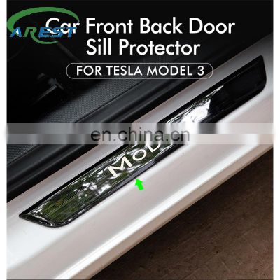 Model3 Door Sill Decoration Wrap Cover For Tesla Model 3 Accessories Pedal Protection Strip 2020 Model Three Carbon Fiber
