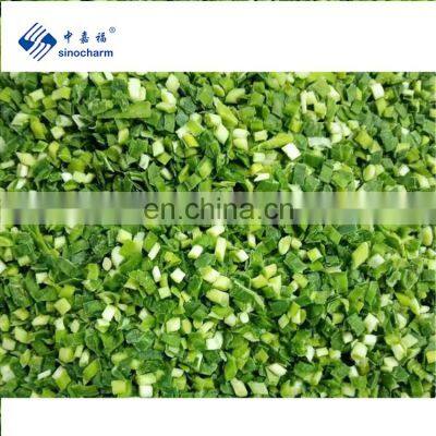 Sinocharm BRC A Approved IQF Green Leek IQF Green Onion Chopped Export Korea