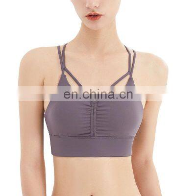 Sexy beauty back sports bra female fitness running vest shockproof bra cross spaghetti straps lulu yoga clothes