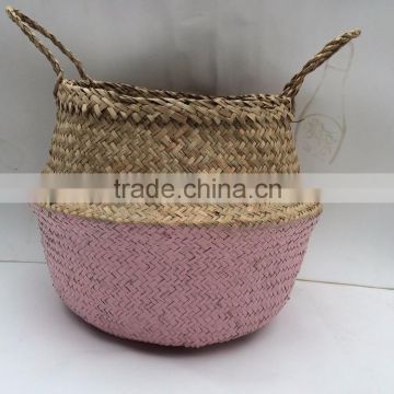 High quality best selling eco-friendly Pink seagrass baskets from Vietnam