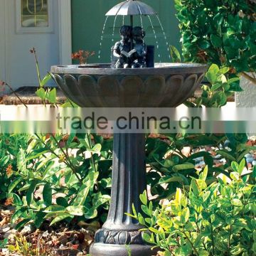 Outdoor Cast Stone Finish Boy and Girl Reading on Bench Water Fountain