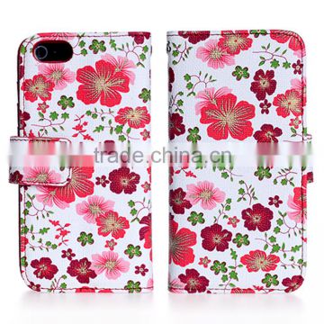 Manufacturer Leather Wallet Printing Case for iphone 5se with View Window