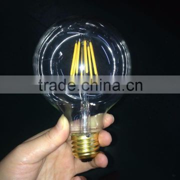 360 degree G80/G95/G125 6 watt 4w 8w led filament globe bulb light lampen E27/E26/B22 230V UK 110V USA