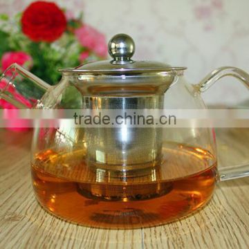 Clear Glass Teapot With Stainless Steel Filter