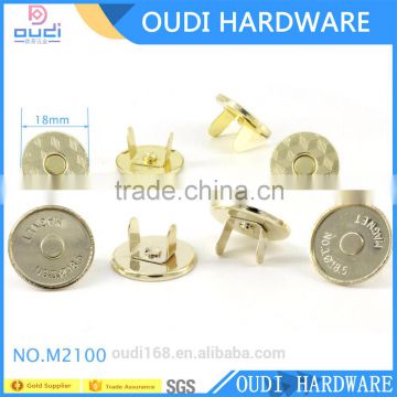 High quality low price popular 18*4mm light gold magnetic buttons for clothing and bags