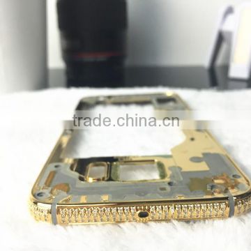 wholesale shiny gold diamonds for samsung s6 middle frame housing