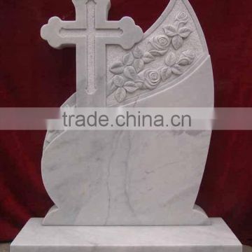 High quality white marble cross headstones hand carved stone sculpture from Vietnam