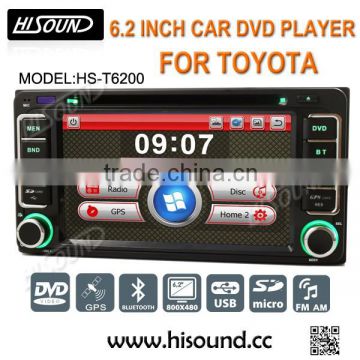 Hot selling 2din 6.2'' touch screen toyota universal dvd with gps/bluetooth