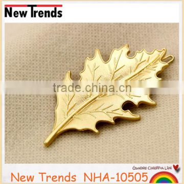 Professional jewelry factory gold alloy leaf shaped hair clips design