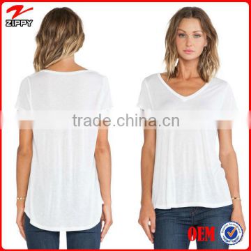 Women t-shirt V neckline wholesale blank t shirts with high quality