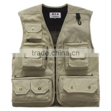2015 New Arrival Mesh vests for men Wholesale men's multi-pocket photography vest men casual reporter director outdoor military