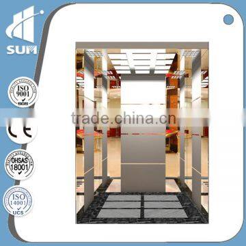 800kg machine roomless passenger lift with mirro etching cabin