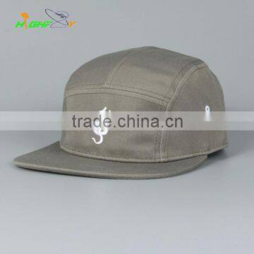 wholesale/top-quality 100%cotton 5 panel blank custom embroidery camp cap