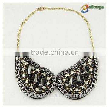 made in china fashion design Diamond gold pearl flower collar