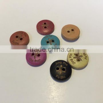 laser engraved 2 holes black wooden buttons for garment