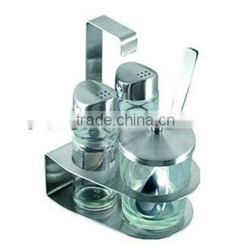 useful glass spice set with stand for home ,glass condiment spice sets