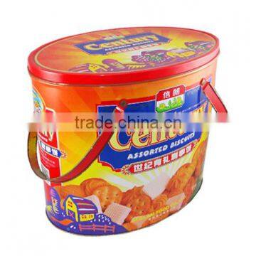 hot sale colorful oval cookie tin box with handle