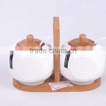 hot sale high quality pottery canister sets / pottery canisters set/2pcs set pottery kitchen canisters