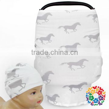 Baby Car Seat Cover White Black Unicorn Print Nursing Cover