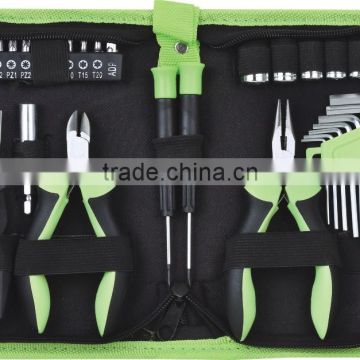 31PCS tools sets(5"long nose pliers/5"diagonal pliers/1.5-6hex key/10pcs screwdrivers/3*50mm+ -/50 connection)