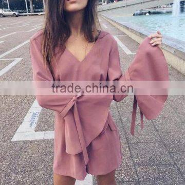 Runwaylover 5091 europea hot sale pink sexy flouncing chiffon playsuit