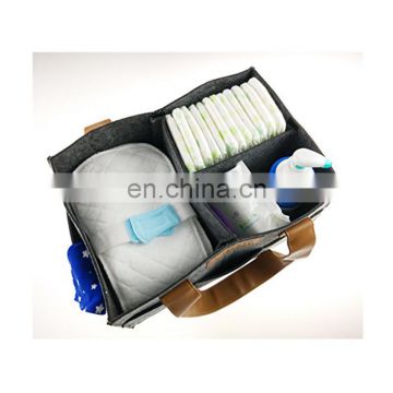 Wholesale felt diaper caddy for tote bag with PU leather handle
